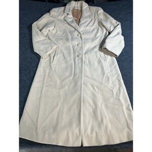 Vtg MERIN 100% Cashmere Coat Cream Ivory Princess A Line Dress Overcoat Medium M